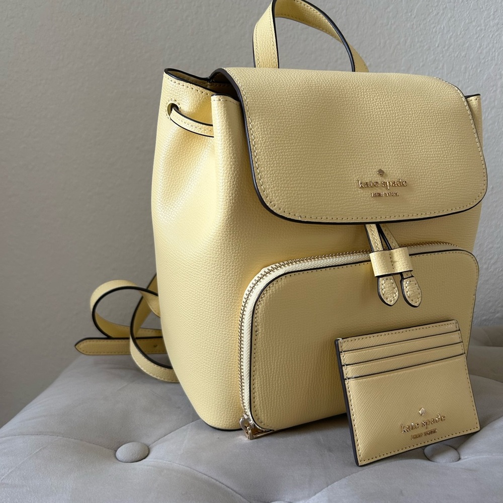 Kate Spade Kristi Flap Backpack & Madison Slim Card Holder Butter - Picture 3 of 11